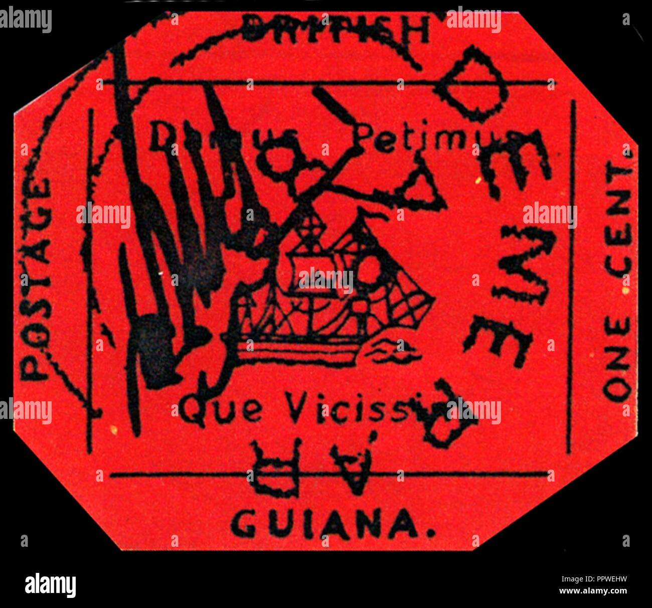 British guiana 1c magenta reconstitution Stock Photo Alamy