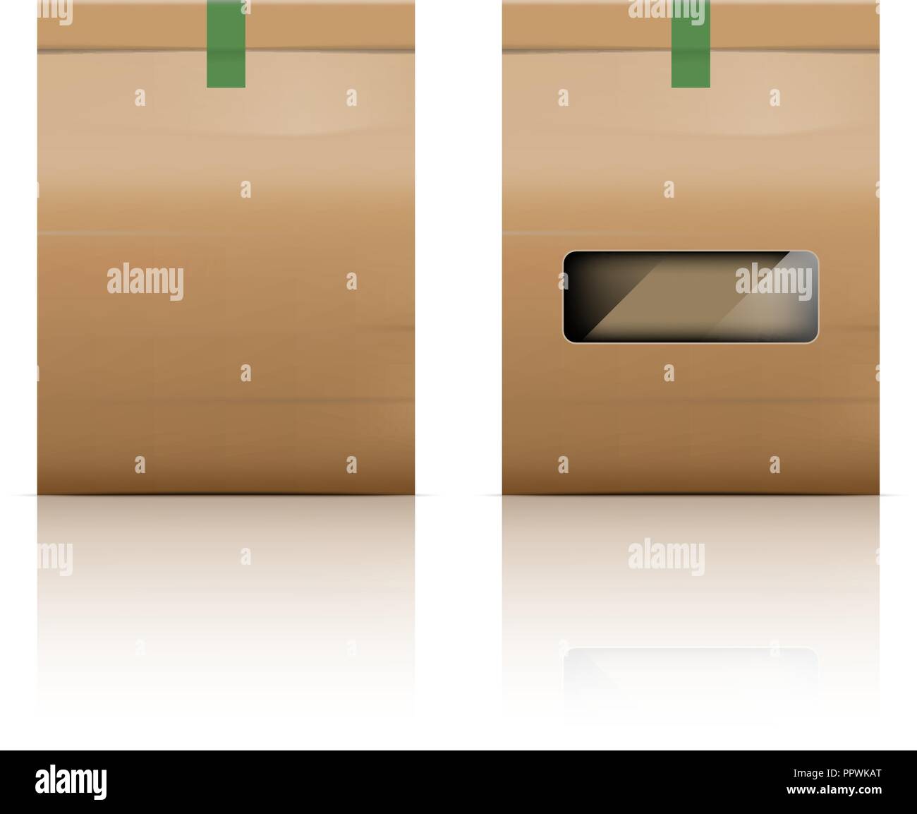 Paper bag packaging with reflect on white background, stock vector Stock Vector