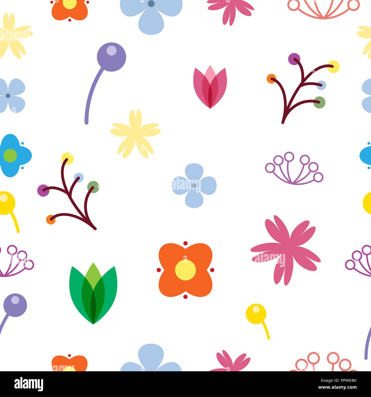 Flower seamless pattern on white background, stock vector Stock Vector ...
