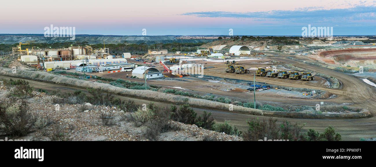 View of Edna May Gold Mine from tourist lookout. Western Australia Stock Photo