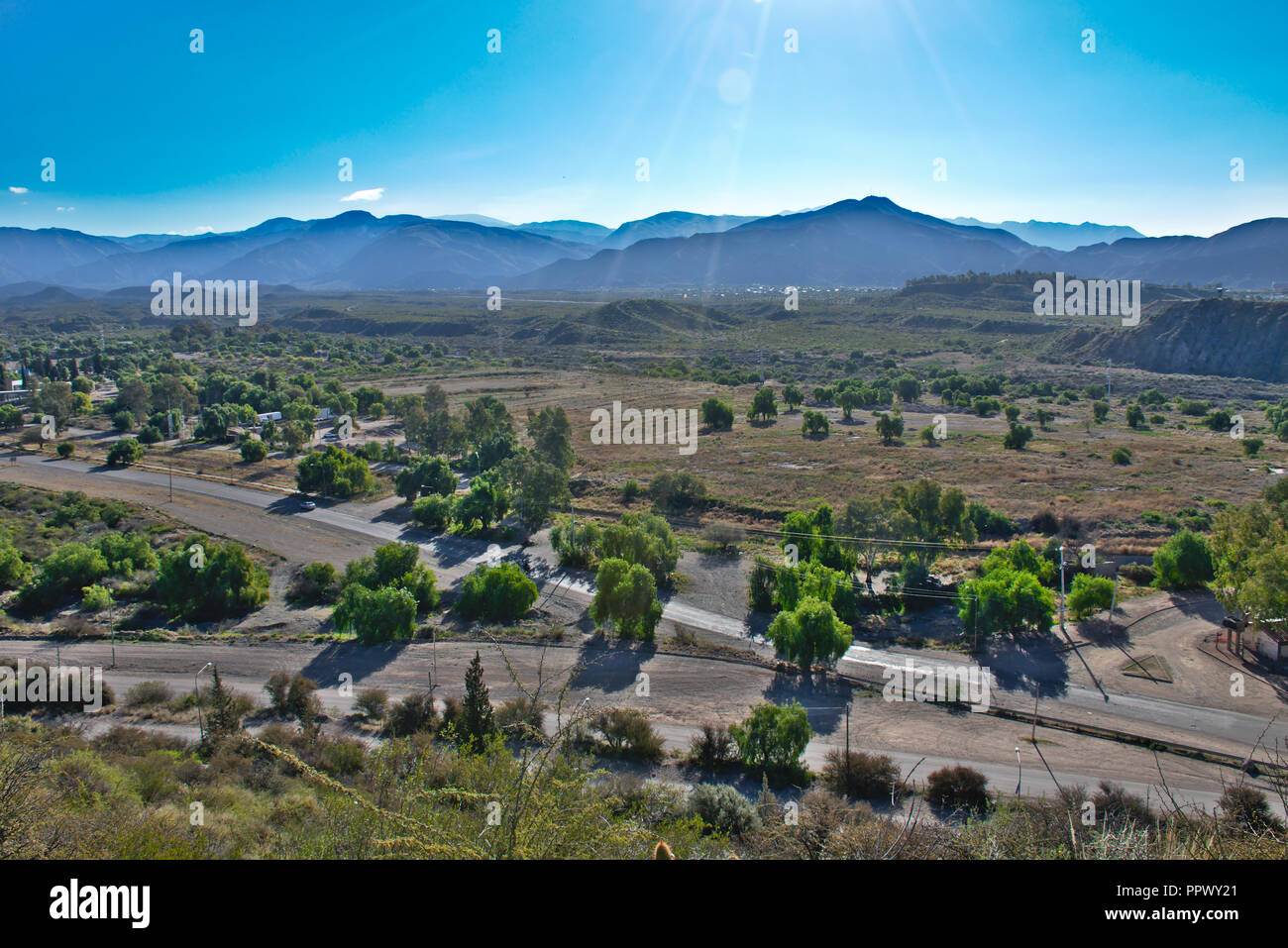 View from the Cerro de la Gloria hill in Mendoza - Argentina Stock Photo