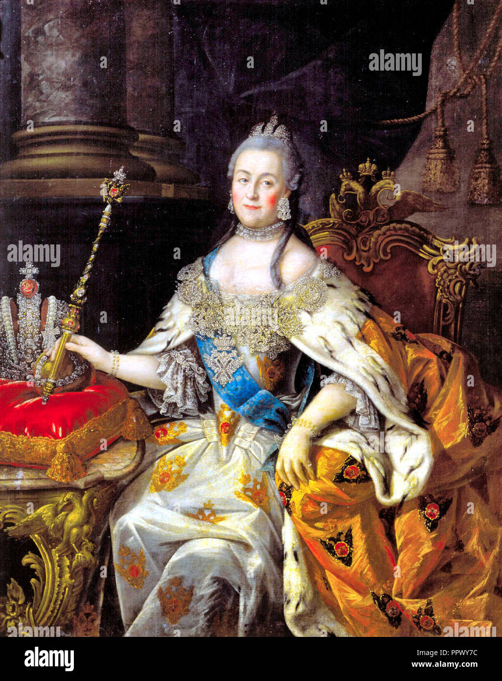 Portrait of Catherine II of Russia (1729-1796) - Aleksey Antropov Stock Photo