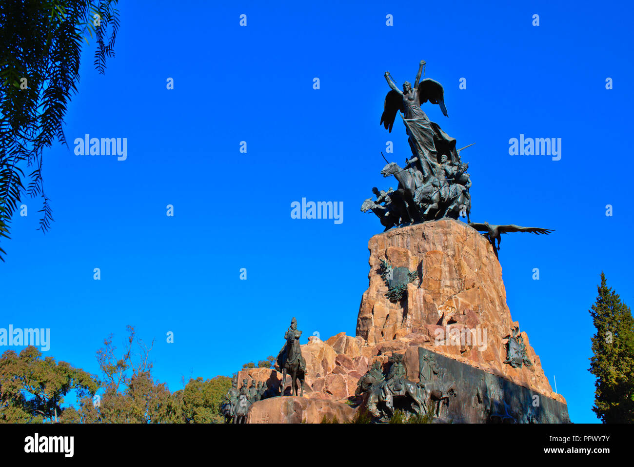 Statue on the Cerro de la Gloria hill in Mendoza - Argentina Stock Photo