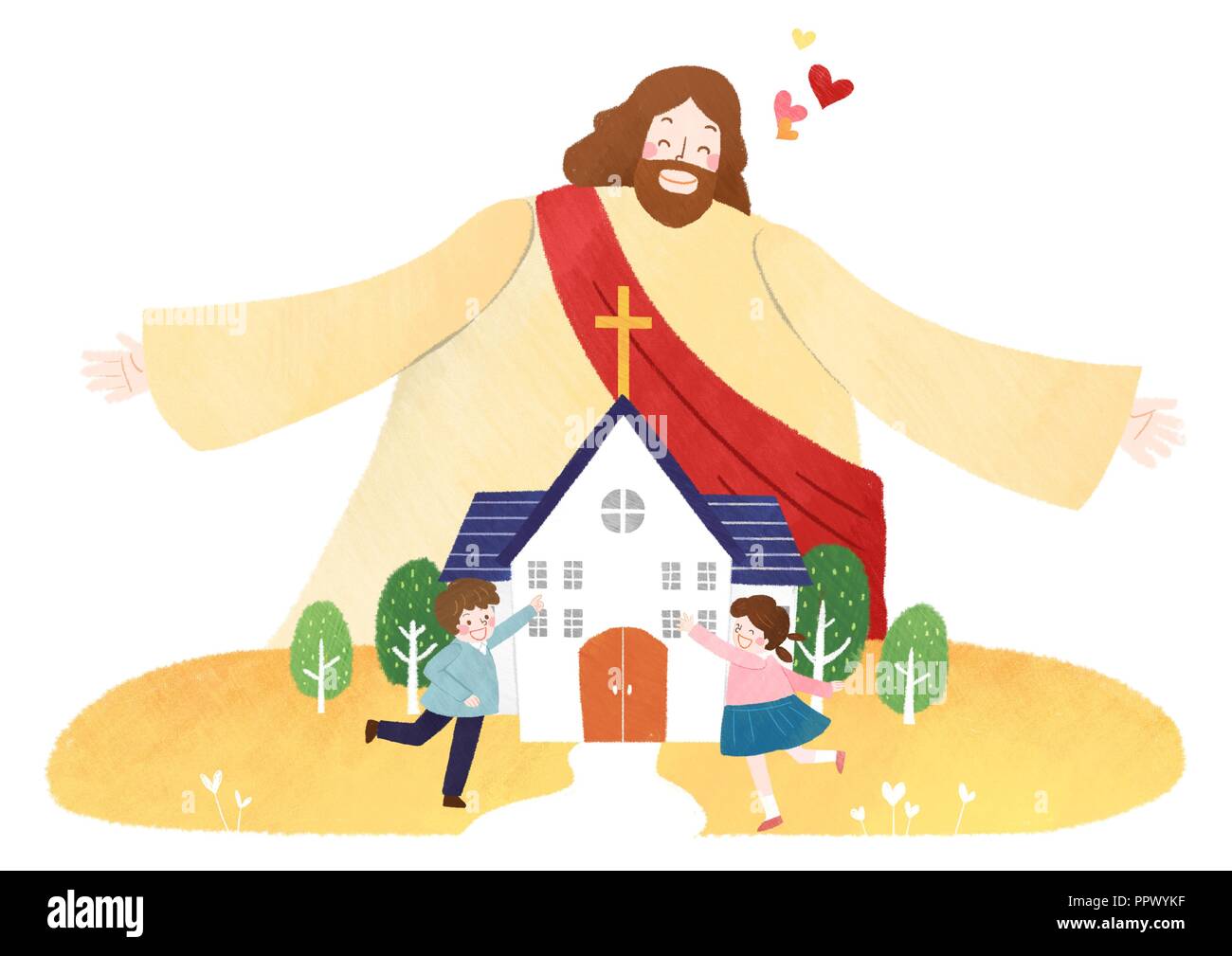 The bible school of Jesus with children vector illustration. 002 Stock