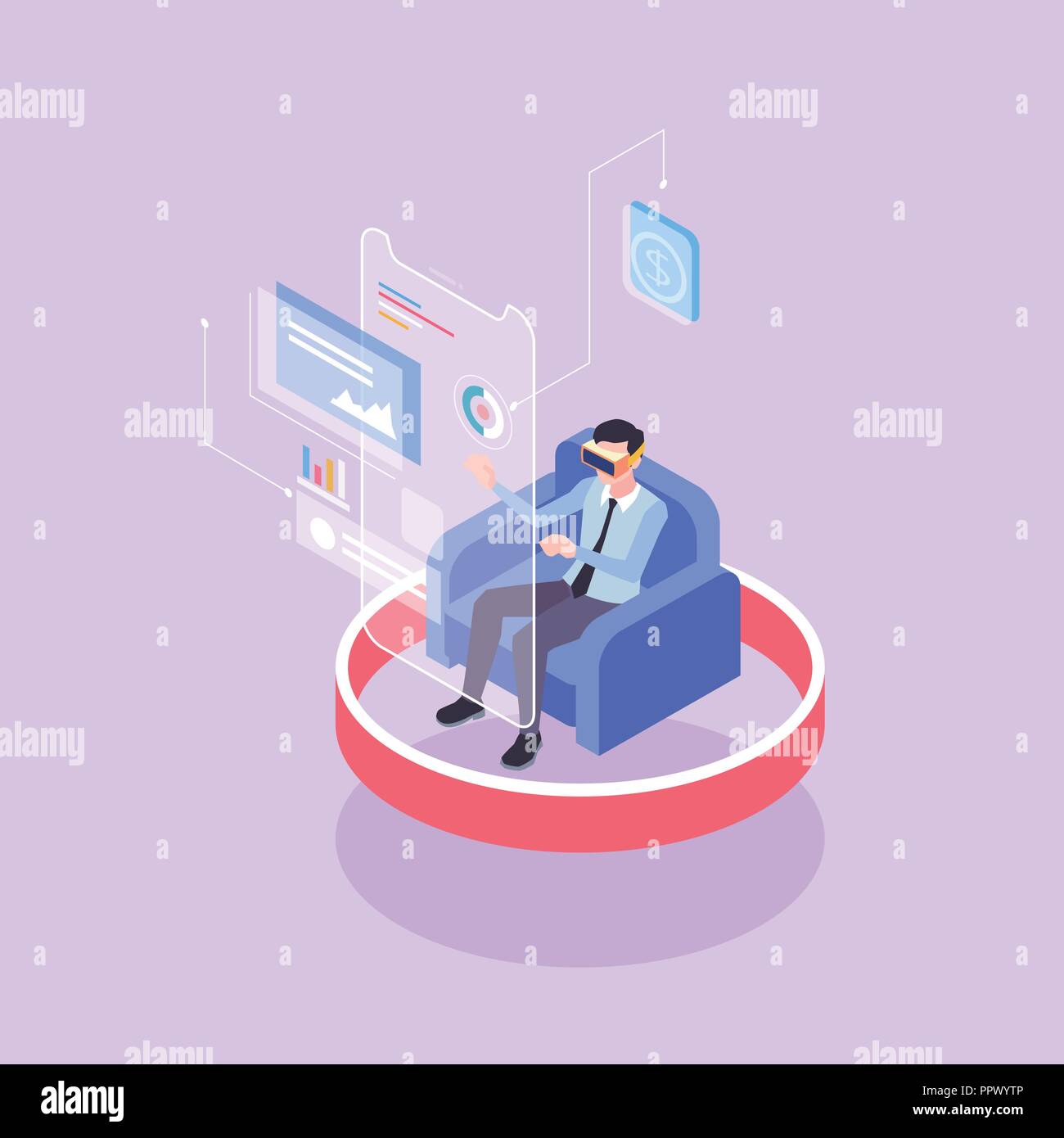 Flat isometric Smart life concept template vector illustration. 007 ...