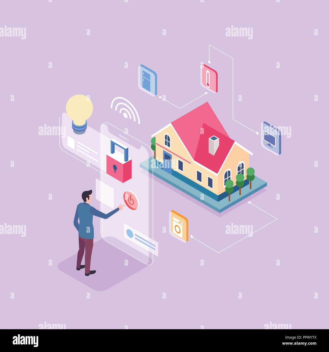 Flat isometric Smart life concept template vector illustration. 005 ...
