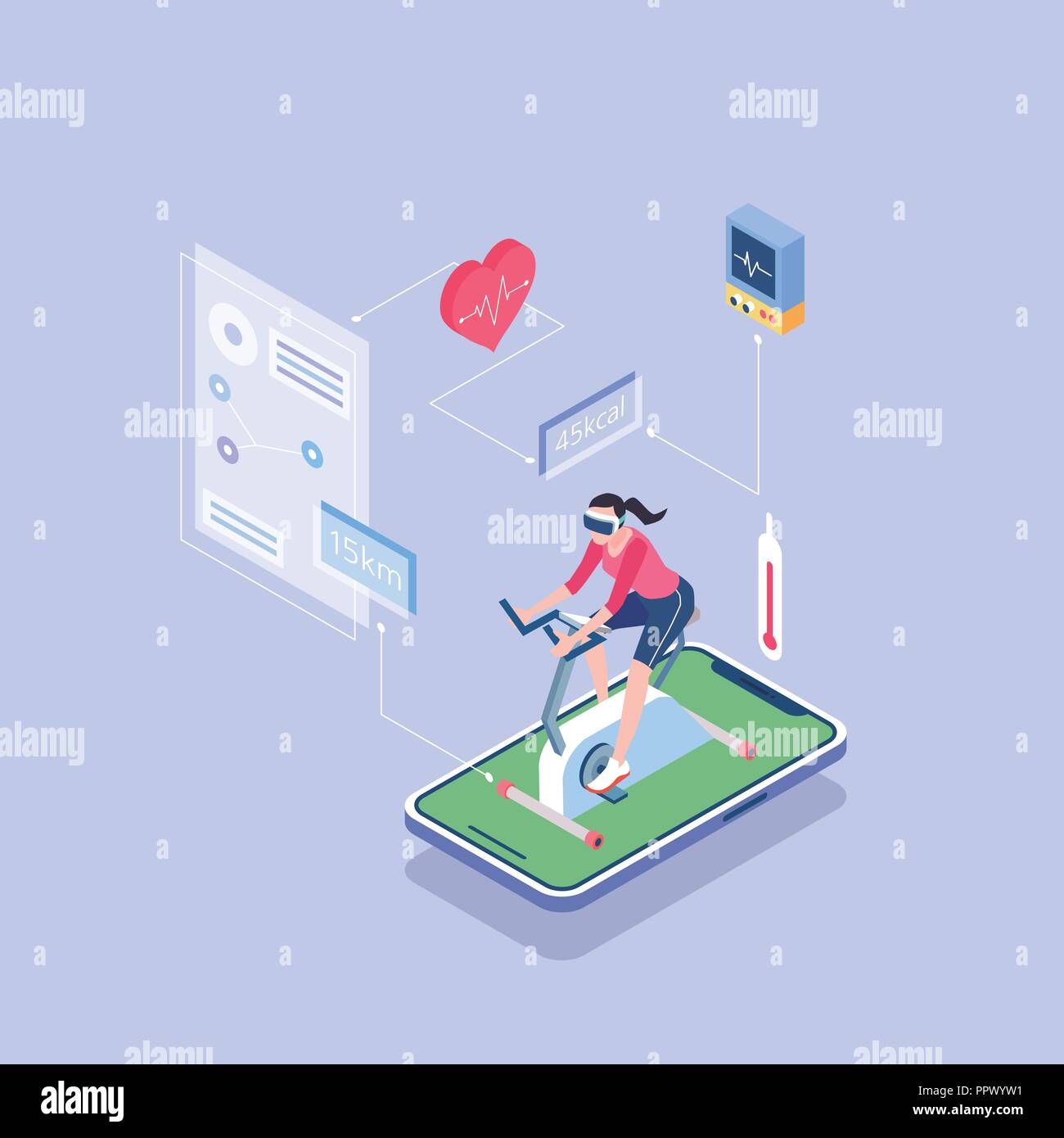 Flat isometric Smart life concept template vector illustration. 003 ...