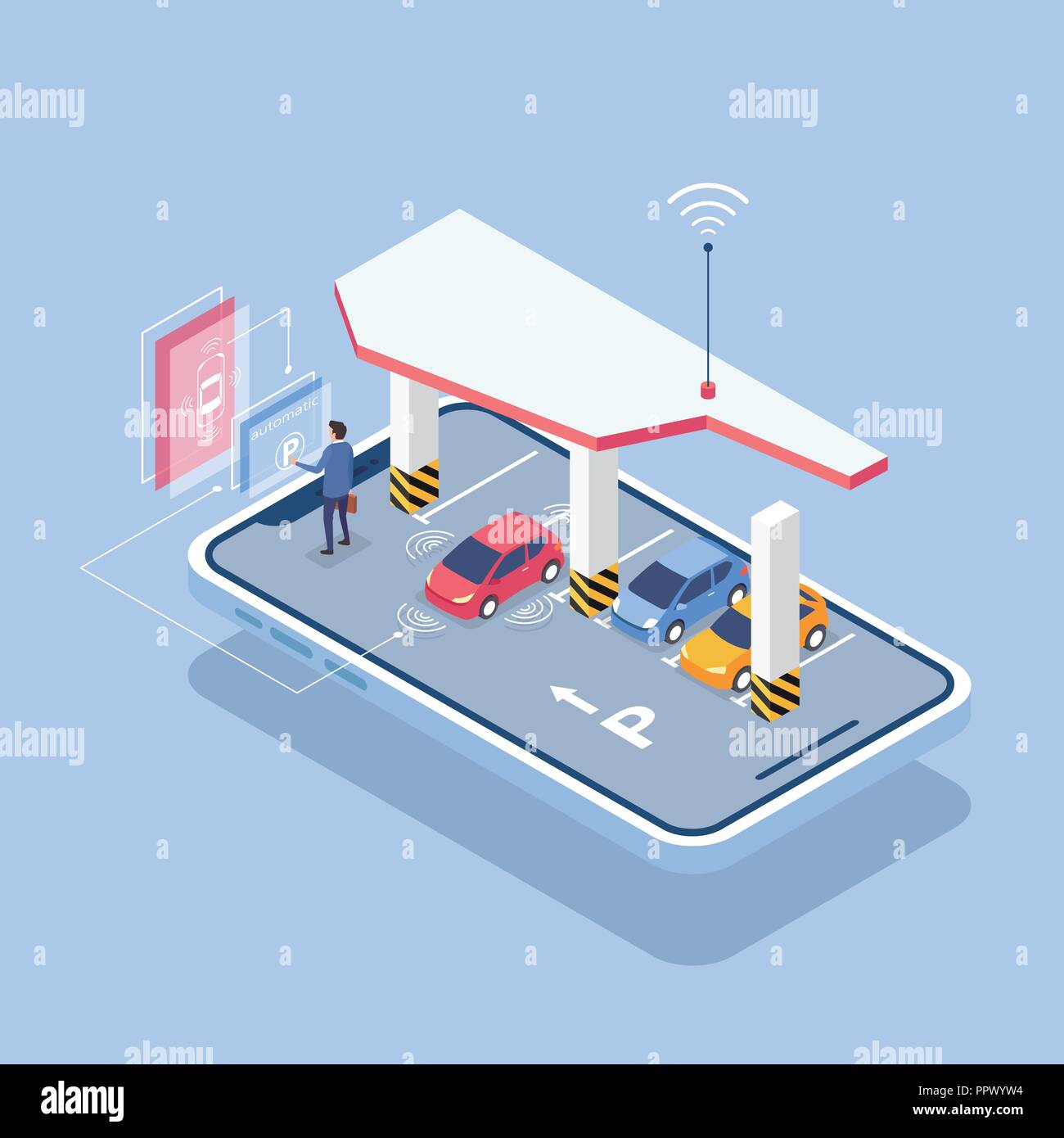 Flat isometric Smart life concept template vector illustration. 001 Stock Vector