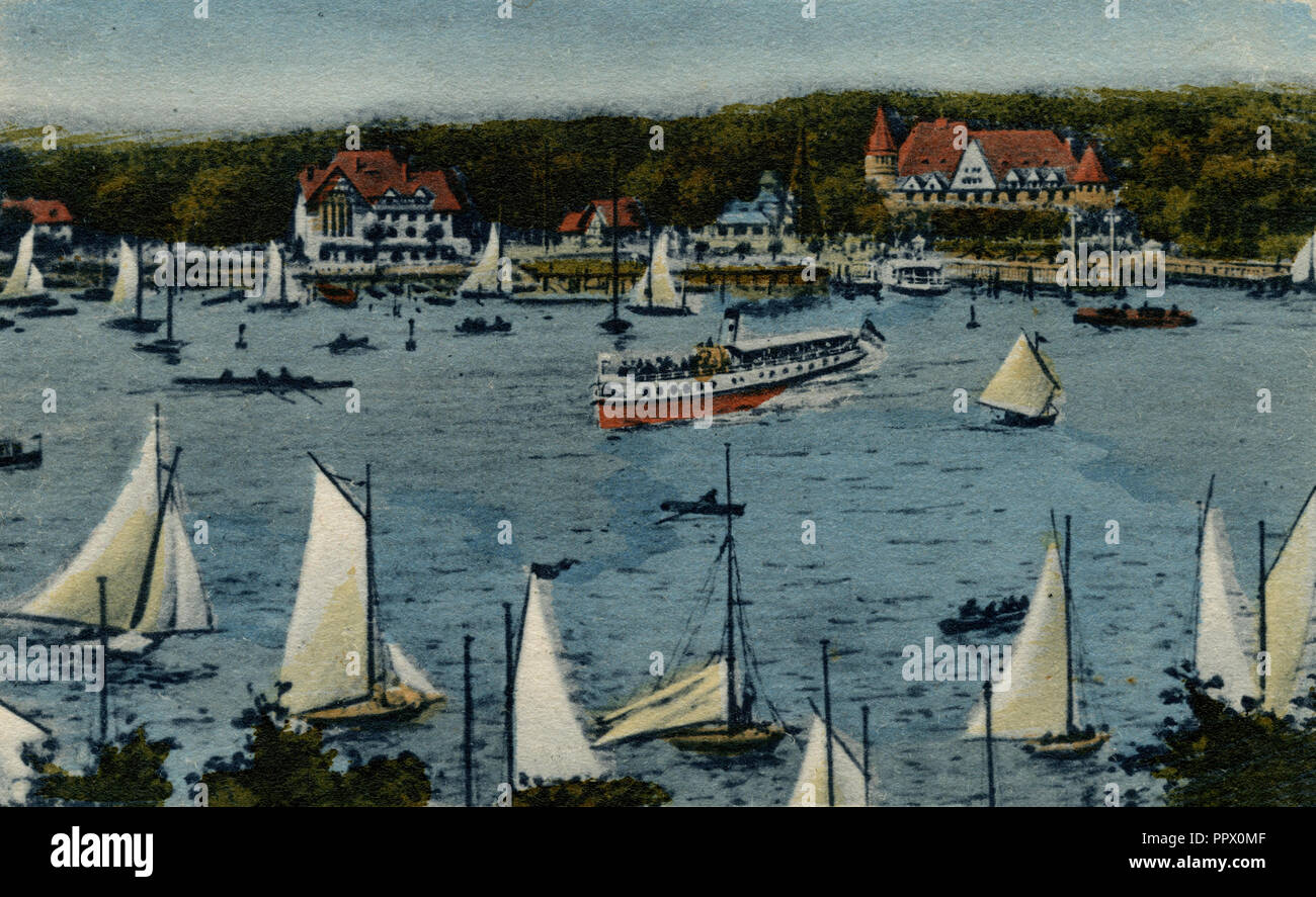 Wannsee with clubhouse and Swedish Pavilion, Stock Photo