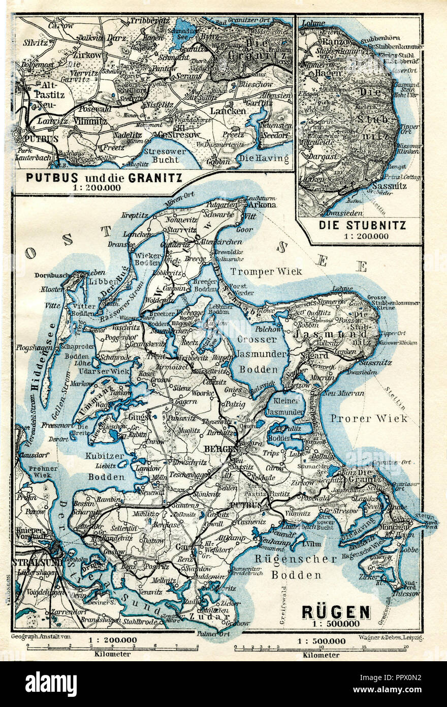 Map: Rügen, Putbus and the Granitz, Stubnitz Stock Photo - Alamy