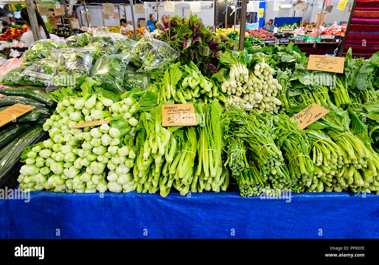 Chinese fresh green vegetables at the popular Rusty's Market on