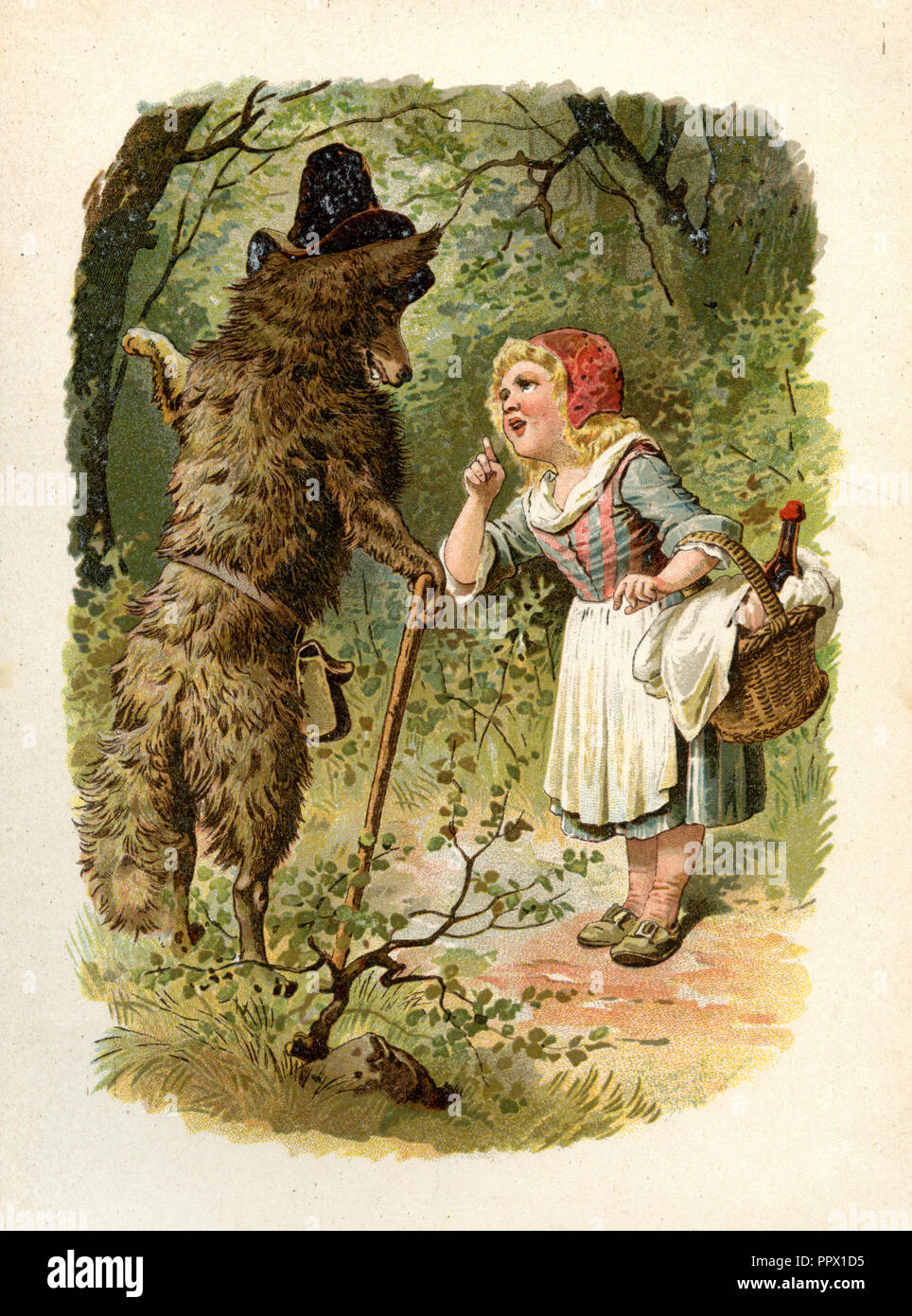 pendul supplere område Little Red Riding Hood meets the wolf in the forest Stock Photo - Alamy