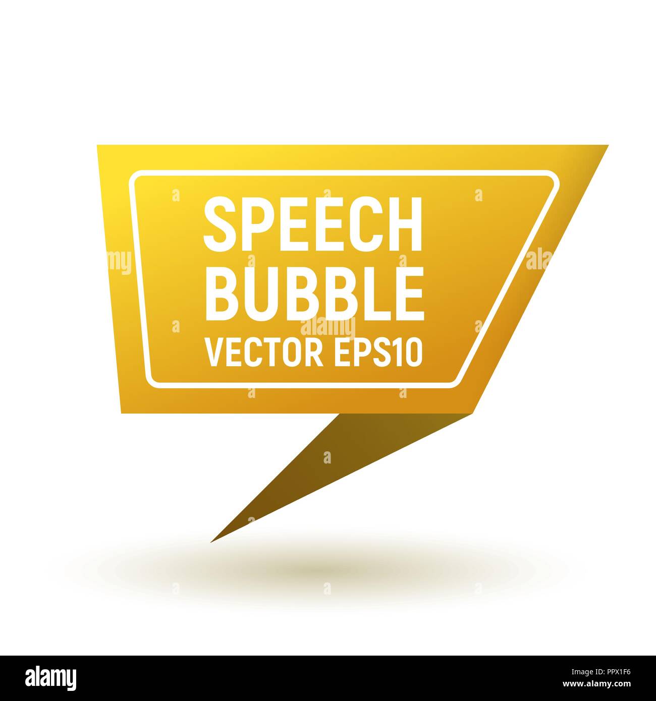 Bubble speech geometric yellow. Vector illustration message. 3d icon ...
