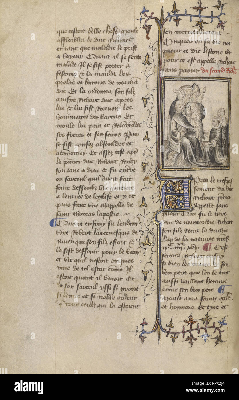 Homage Paid to Richard II; Paris, France; about 1400 - 1415; Leaf: 29.1 x 19.1 cm, 11 7,16 x 7 1,2 in Stock Photo