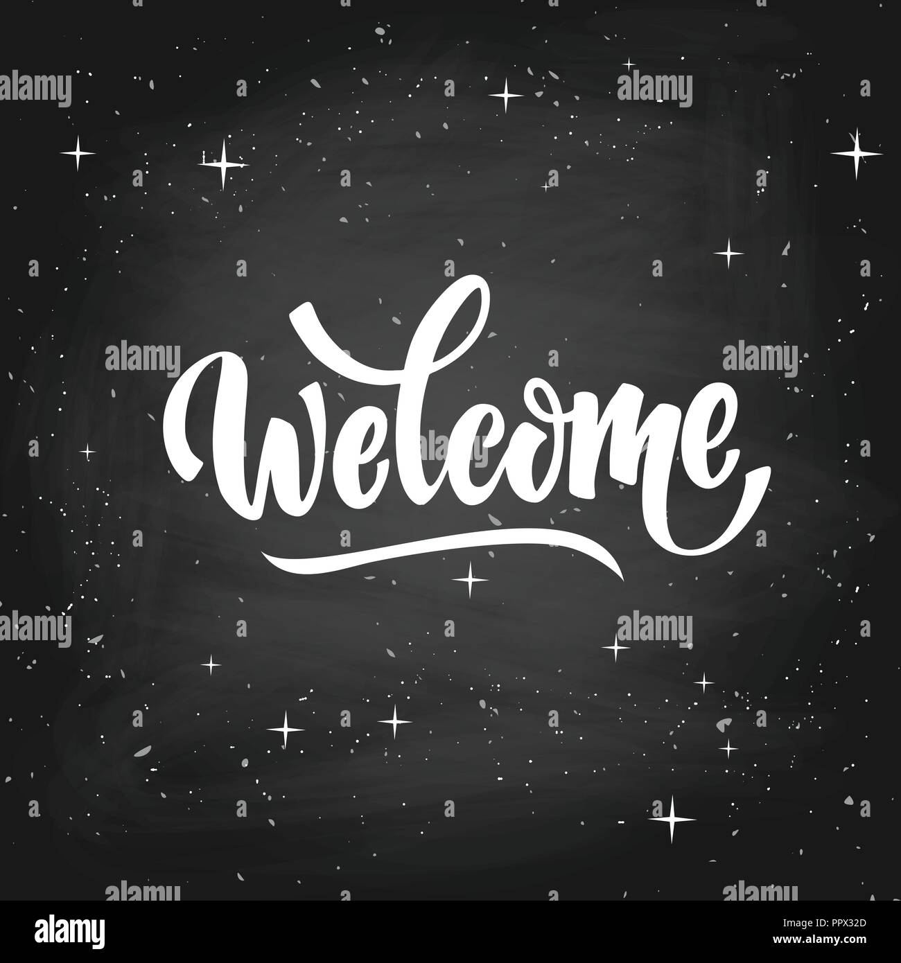 welcome lettering text. Modern calligraphy style illustration red and