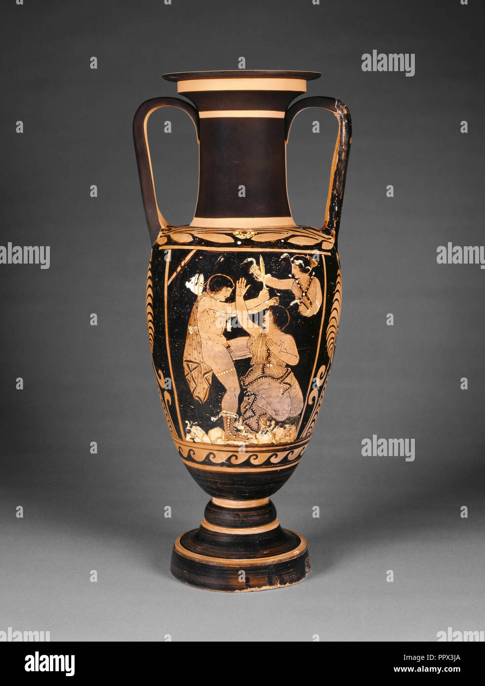 Paestan Red-Figure Neck Amphora; Attributed as close to Asteas, Greek, Paestan, active about 350 - 320 B.C., Paestum, South Stock Photo
