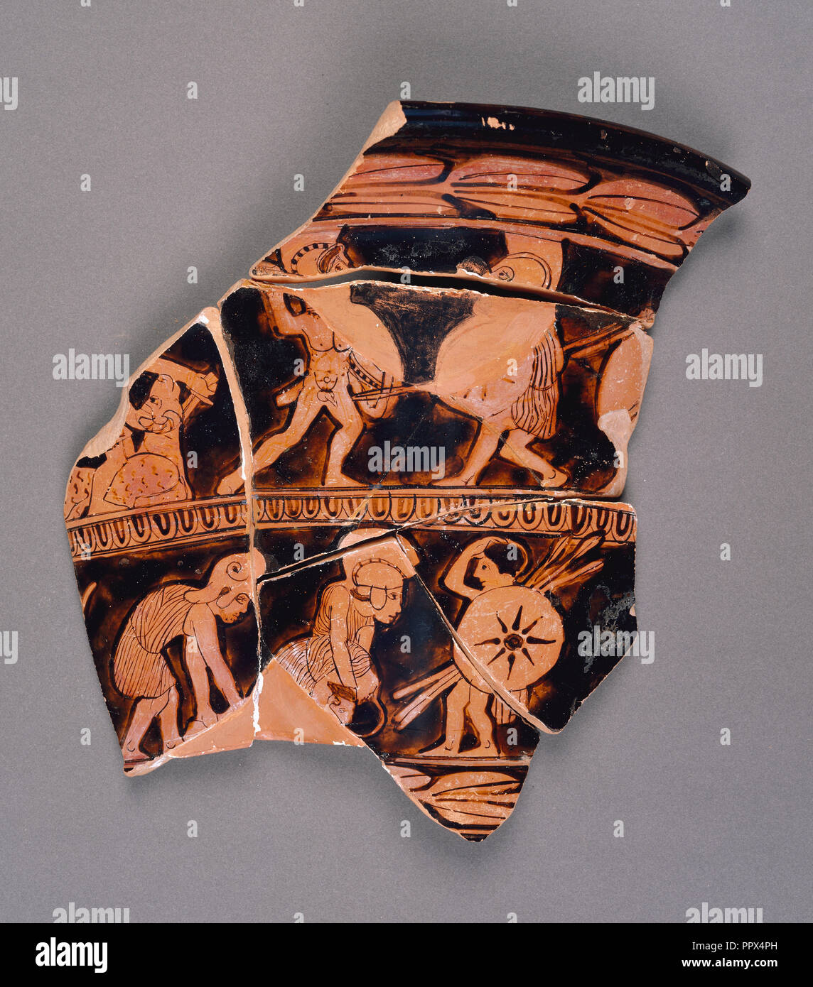 Attic Red-Figure Calyx Krater Fragment; Athens, Greece; about 430 B.C; Terracotta Stock Photo