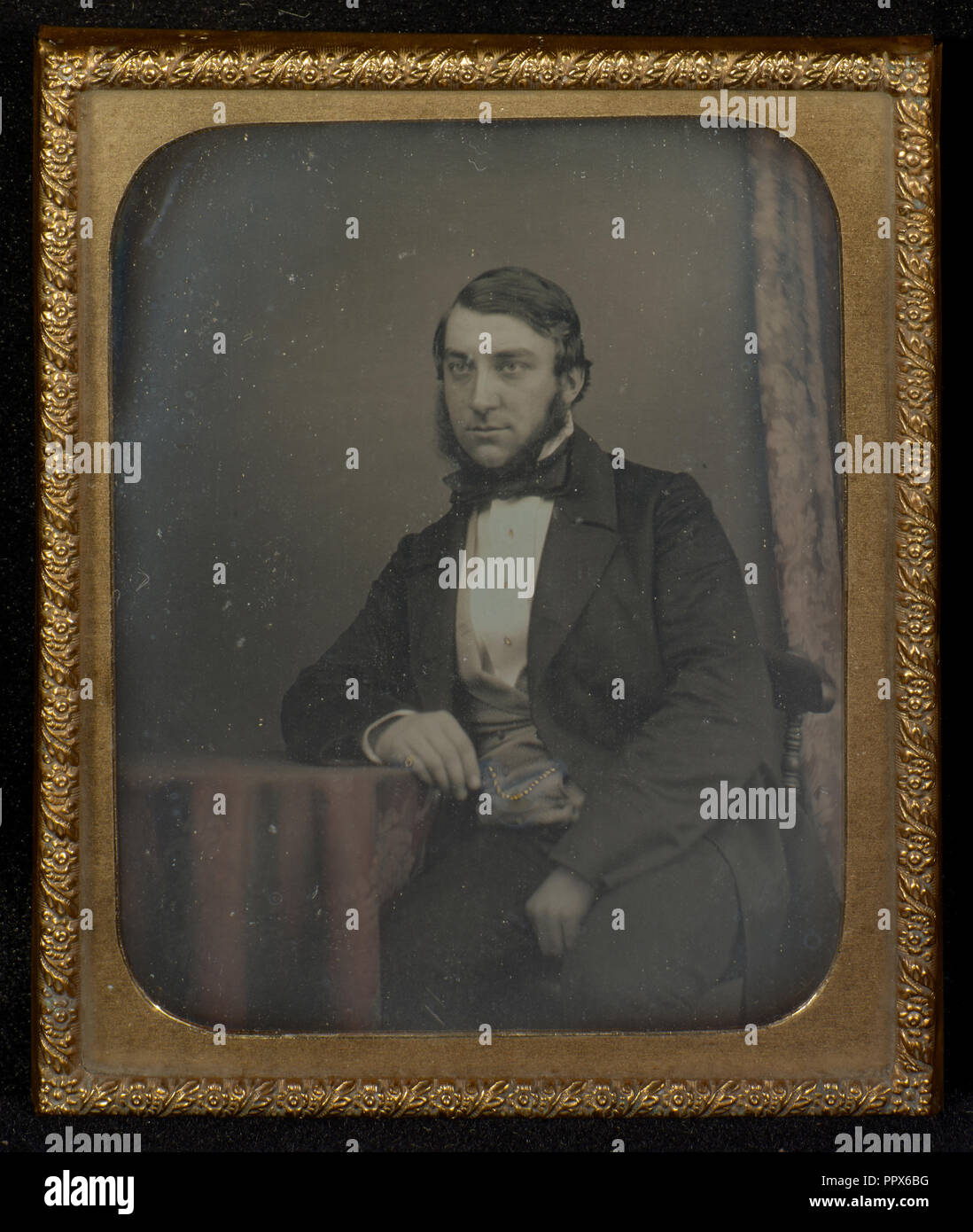 Portrait of a German, ?, man, seated; Attributed to Richard Beard, English 1801 - 1885, 1853 - 1856; Daguerreotype Stock Photo