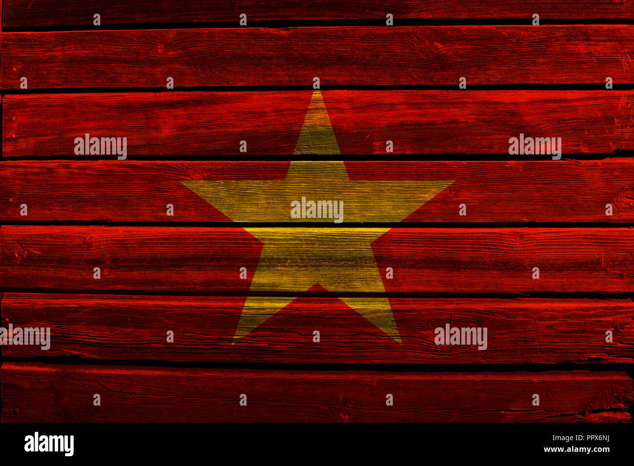 Flag of Vietnam on a wood background Stock Photo - Alamy