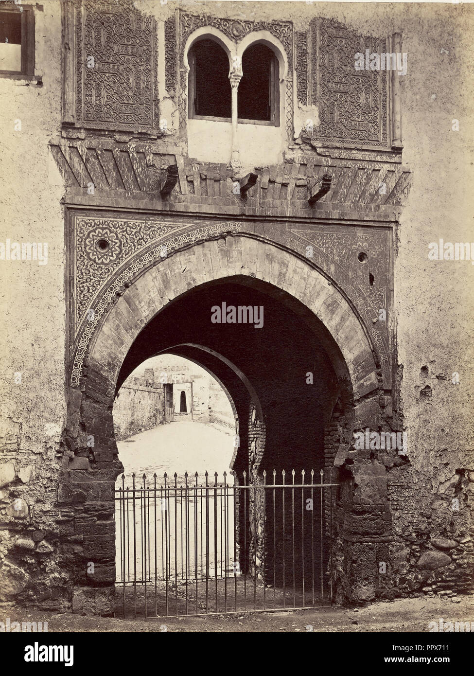 La puerta de vino por la parte del levante, Alhambra, Granada; Juan Laurent, French, 1816 - 1892, Granada, Spain; 1865; Albumen Stock Photo