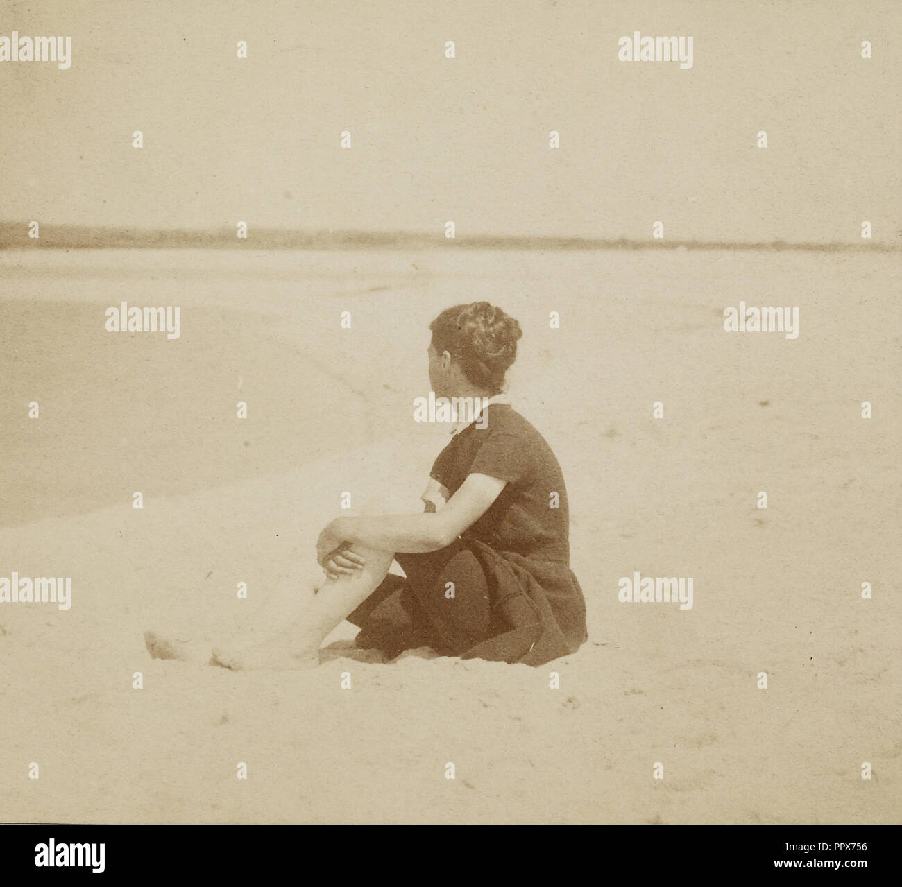 Mary Macdowell on the Beach, Manasquan, New Jersey; Thomas Eakins, American, 1844 - 1916, 1880; Albumen silver print Stock Photo