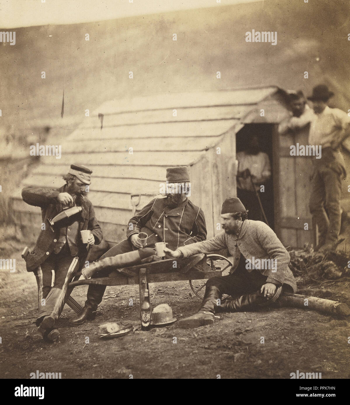 Hardships in the Camp; Roger Fenton, English, 1819 - 1869, 1855; Albumen silver print Stock Photo
