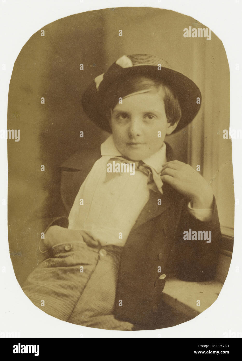 Portrait of a Young Boy; Oscar Gustave Rejlander, British, born Sweden, 1813 - 1875, about 1860; Albumen silver print Stock Photo