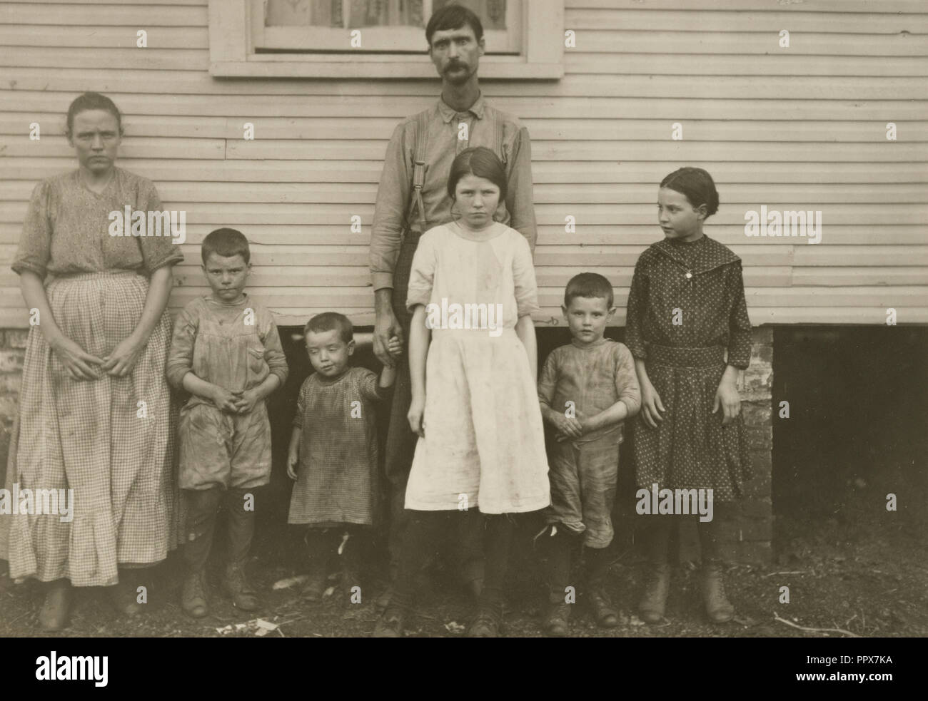 Gracie Clark, Spinner, With Her Family; Lewis W. Hine, American, 1874 - 1940, Huntsville, Alabama, United States; November 13 Stock Photo
