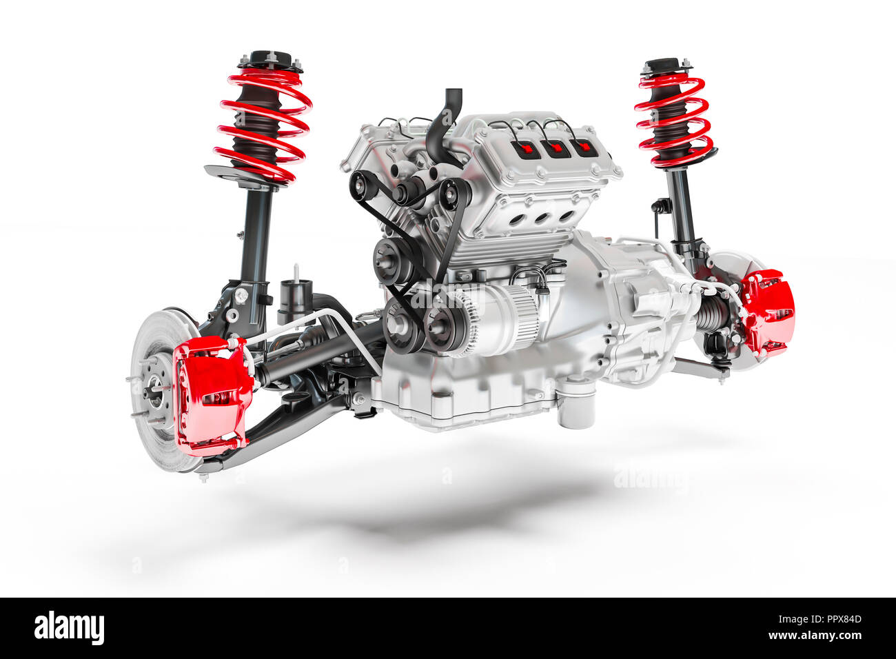 3d car chassis with moto, brake system and suspension Stock Photo Alamy