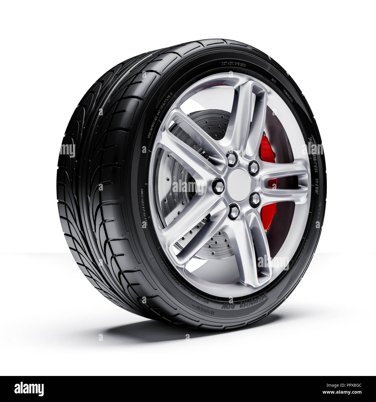 3d car tires and alloy wheel on white background Stock Photo - Alamy