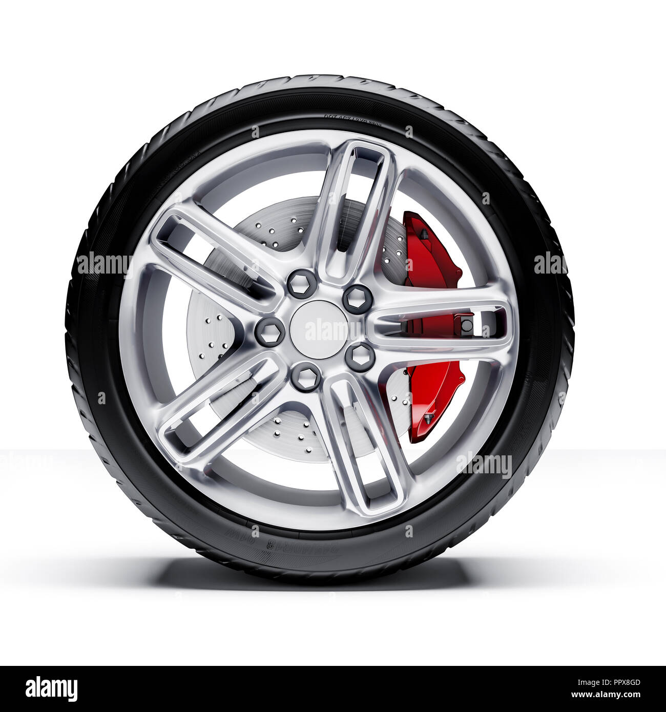 3d car tires and alloy wheel on white background Stock Photo - Alamy