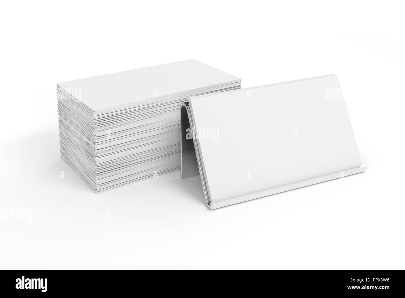 3d blank white business cards Stock Photo