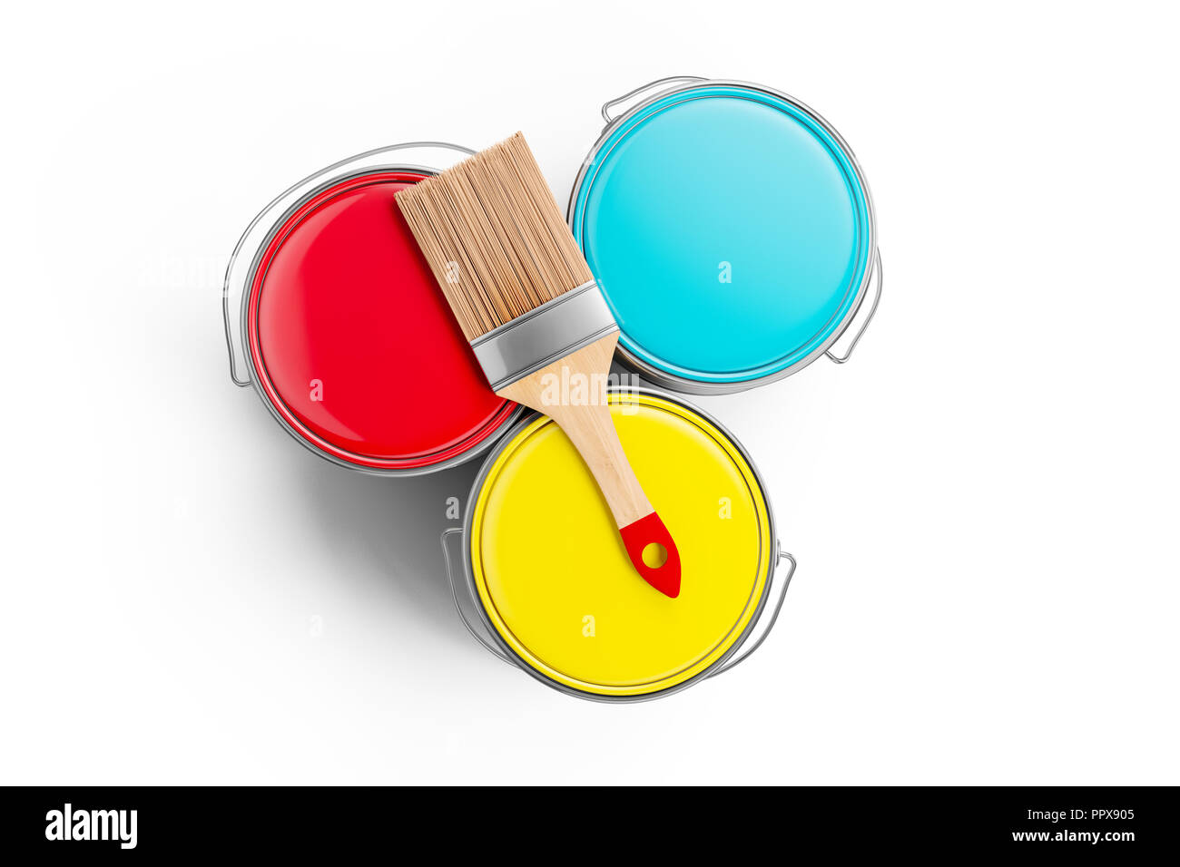 3d colorful paint buckets, decoration concept Stock Photo Alamy