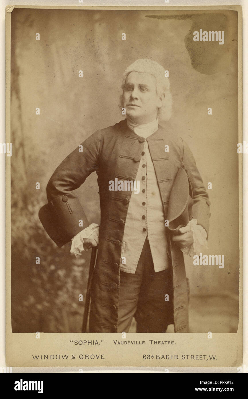 Sophia. Vaudeville Theatre.,Actor in tricorn hat, standing; Window & Grove; about 1880; Albumen silver print Stock Photo