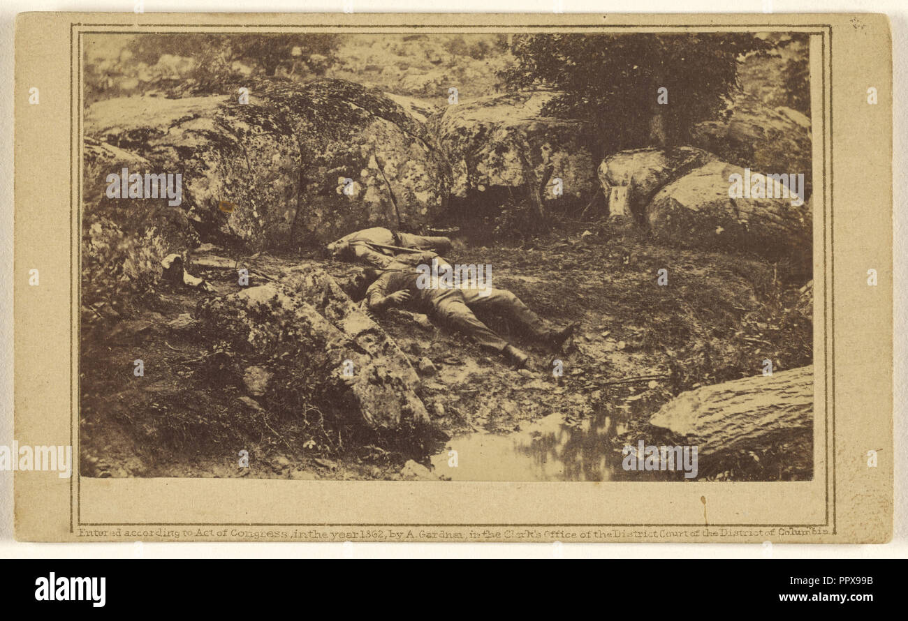 View of Slaughter Pen at Battle of Gettysburg; Alexander Gardner, American, born Scotland, 1821 - 1882, 1862; Albumen silver Stock Photo