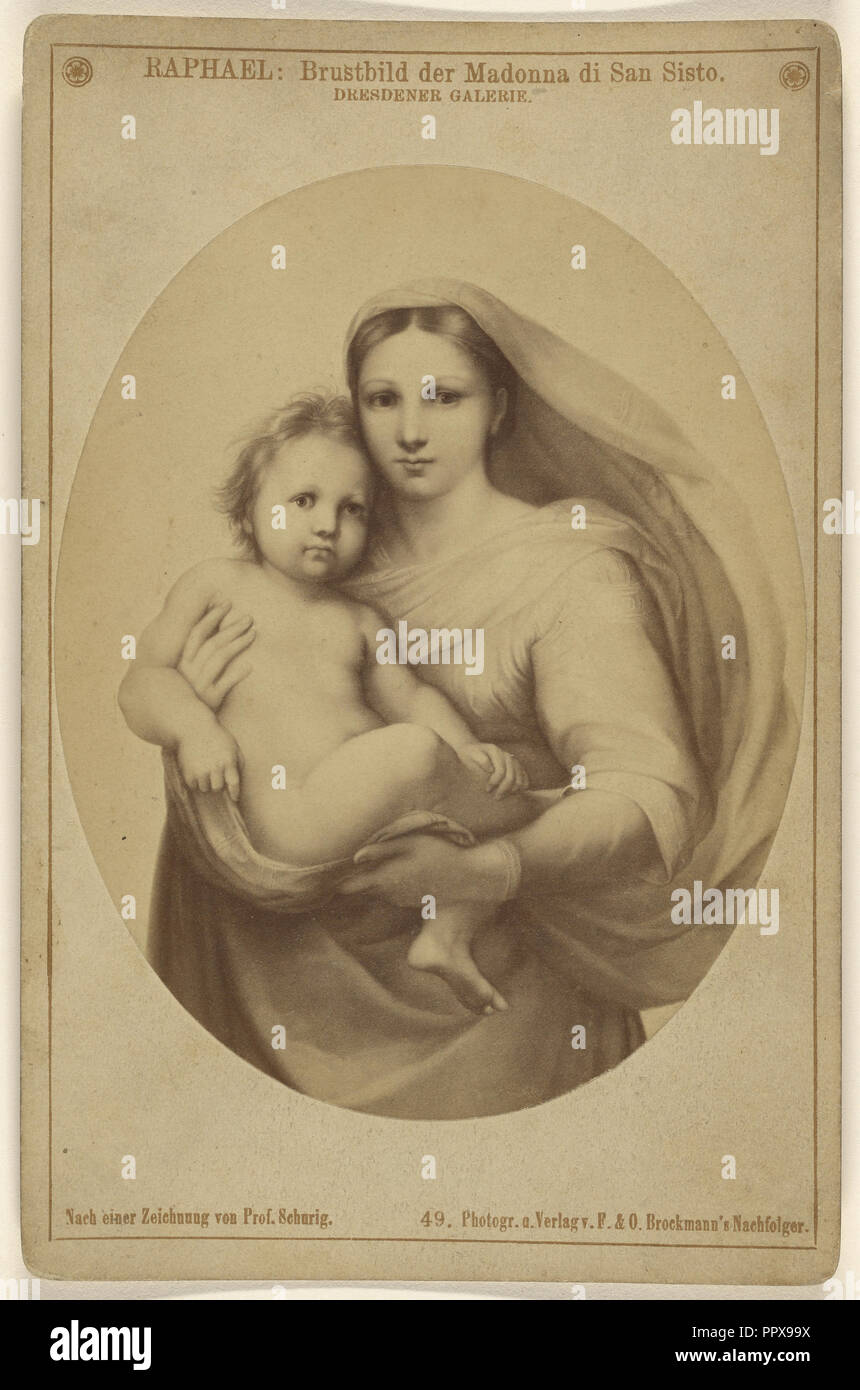Raphael: Brustbild der Madonna di San Sisto. Dresdener Galerie; F. & O. Brockmann, German, 1854 - 1870, about 1870; Albumen Stock Photo