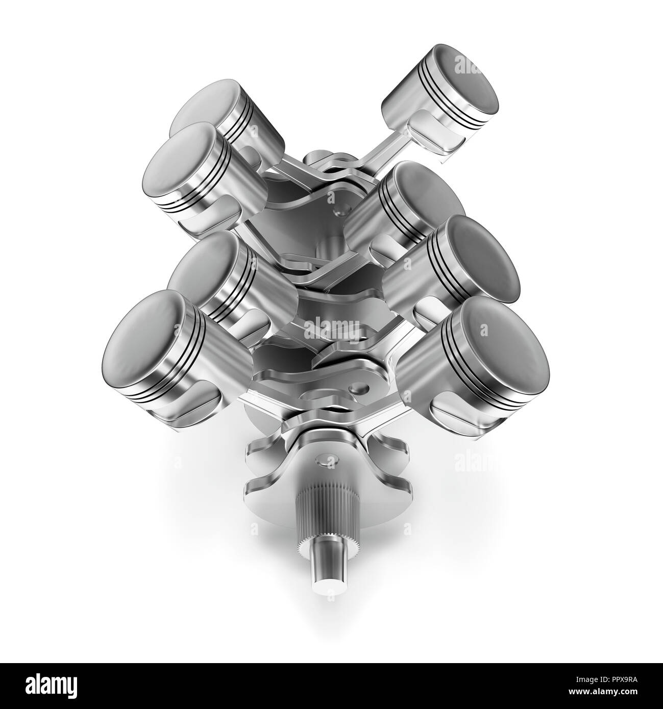 3d engine, crankshaft and pistons, render Stock Photo Alamy