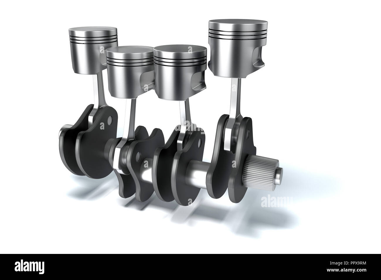 3d engine, crankshaft and pistons, render Stock Photo Alamy