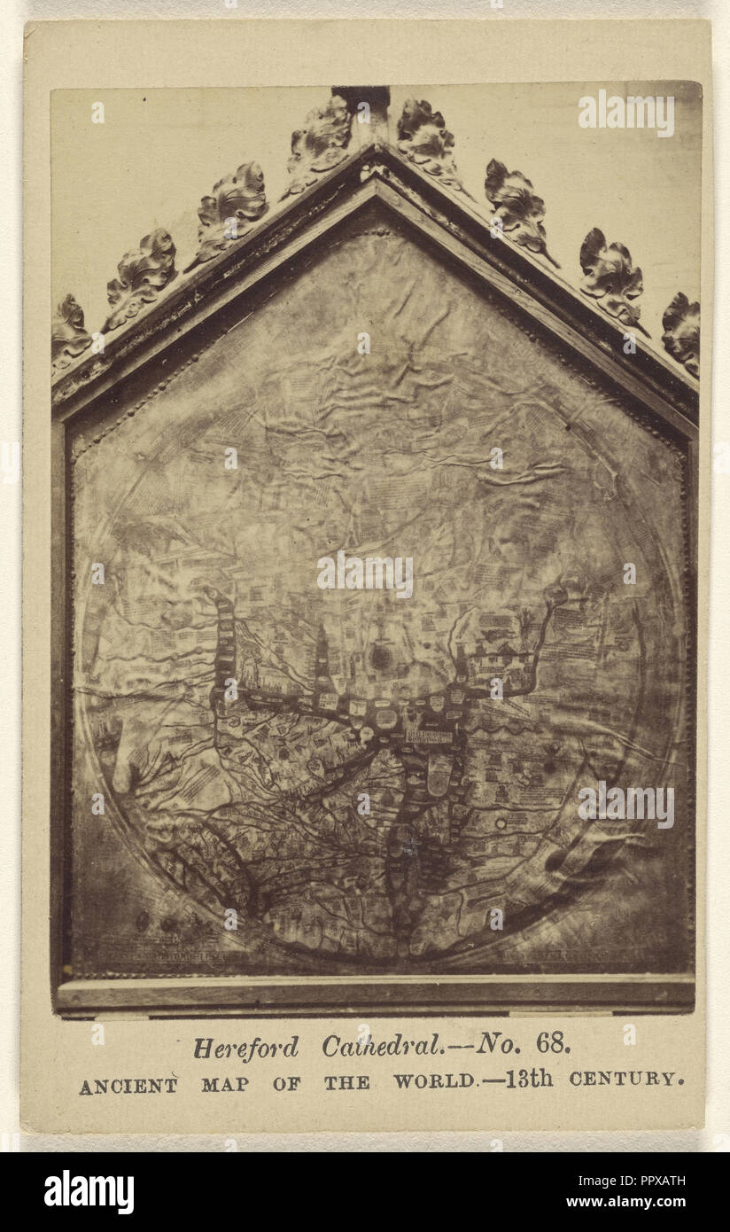 Hereford Cathedral. - No. 68. Ancient Map of the World. - 13th Century; Ladmore and Son; 1865 - 1870; Albumen silver print Stock Photo