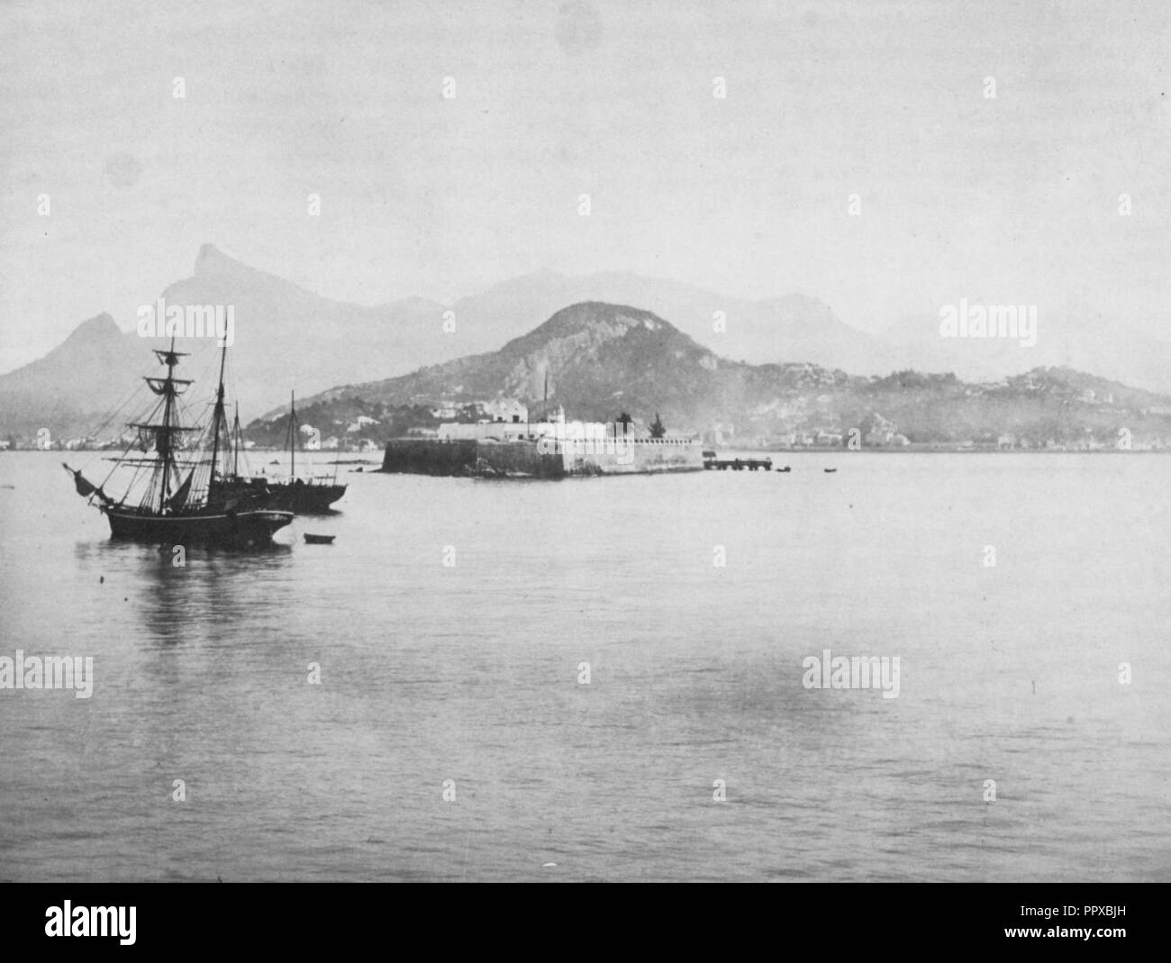 Brasilianischer Photograph um 1863 - Der Hafen von Rio de Janeiro Stock Photo