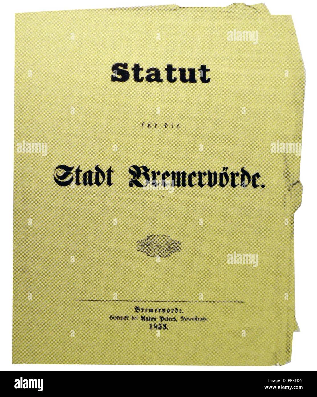 Bremervörde Statut 1853. Stock Photo