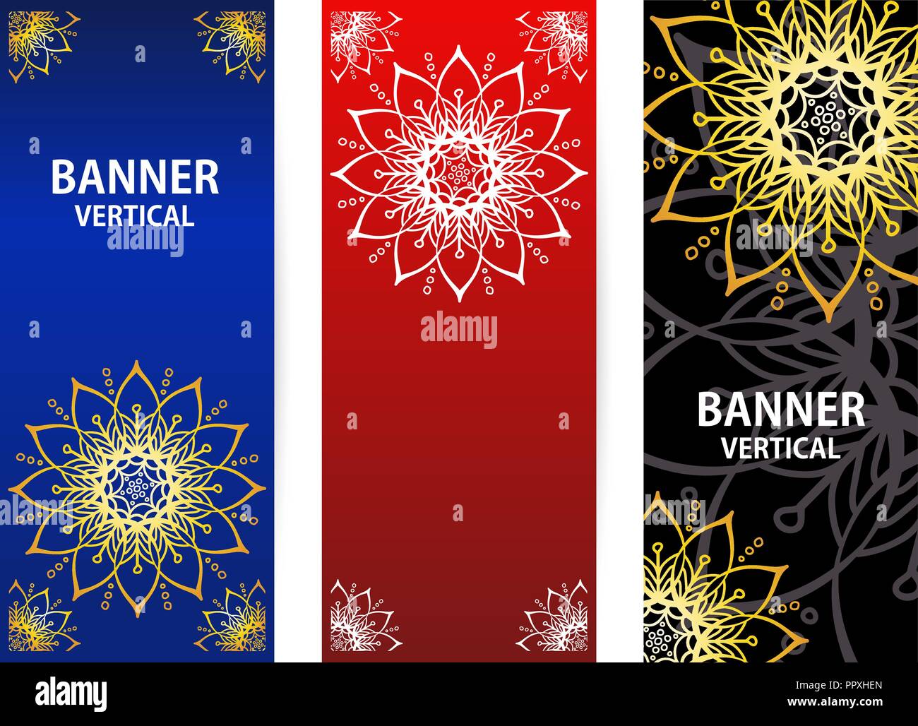 Collection Vertical Abstract Banners In Oriental Style Template