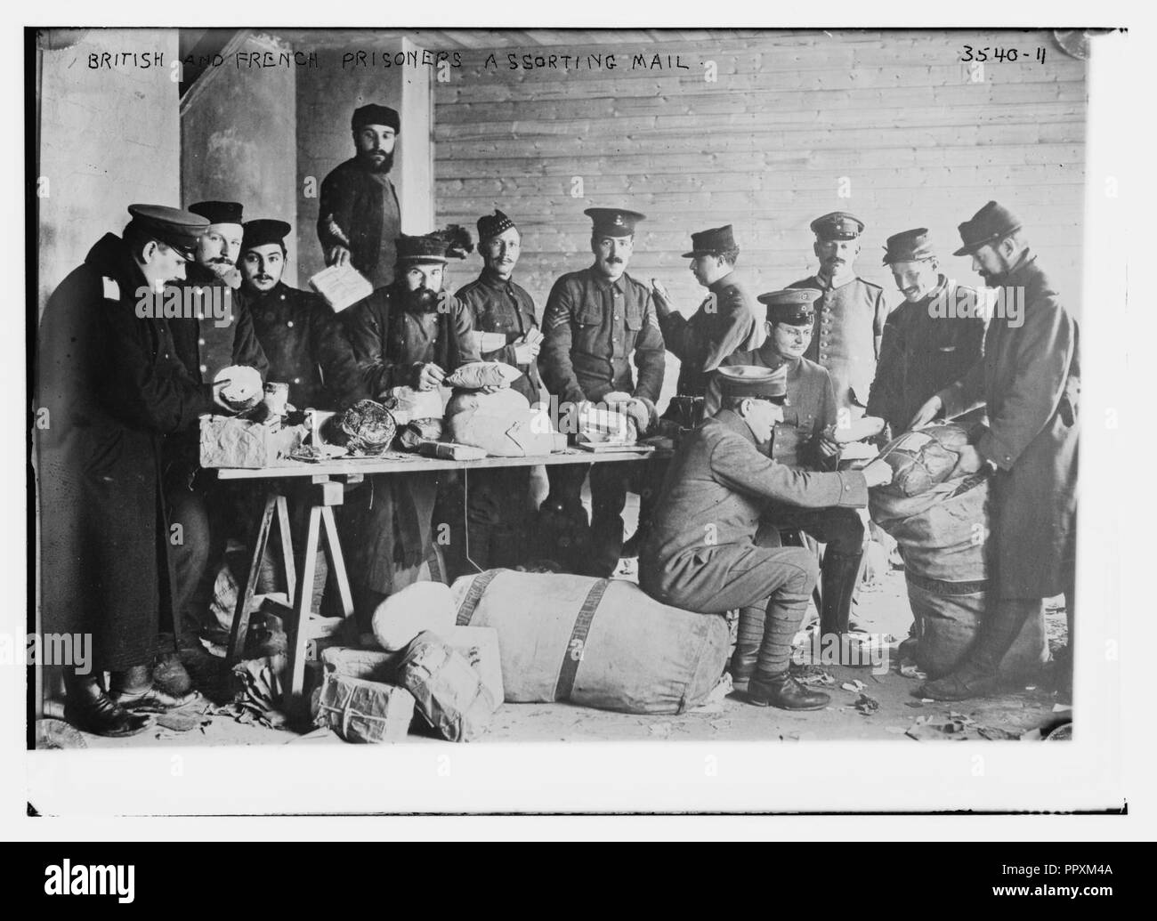 British and French prisoners assorting mail Stock Photo Alamy