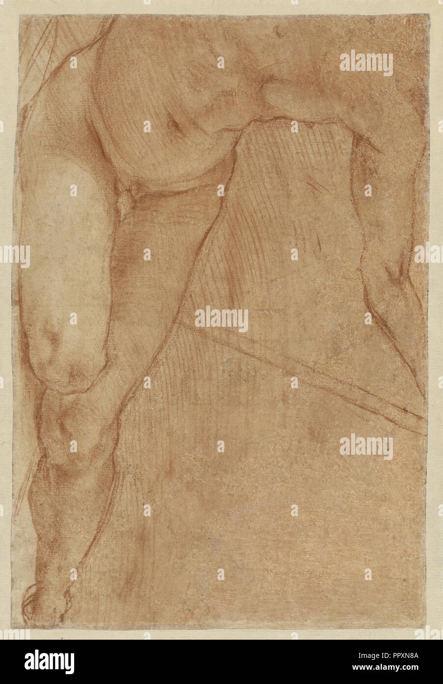 Seated Figure, recto, Reclining Figure, verso, Pontormo, Jacopo Carucci, Italian, Florentine, 1494 - 1557, Italy; 1520; Red Stock Photo