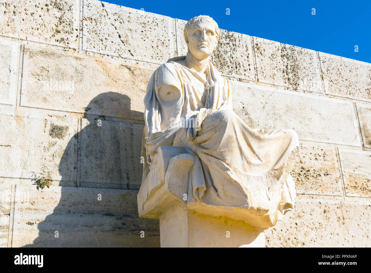 Statue of Menander at Acropolis, Athens, Greece Stock Photo