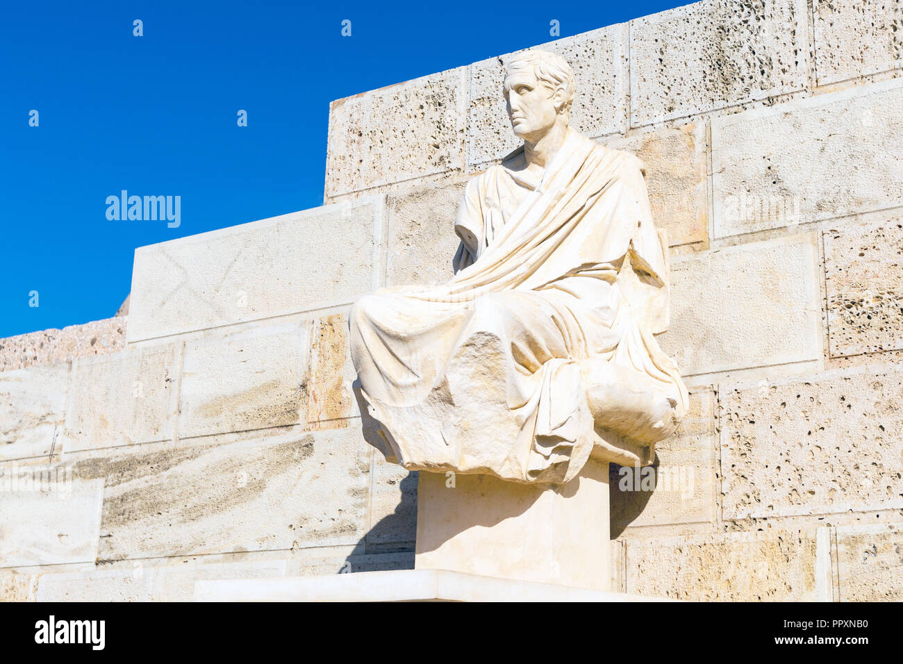 Ancient statue of Menander at Acropolis, Athens, Greece Stock Photo