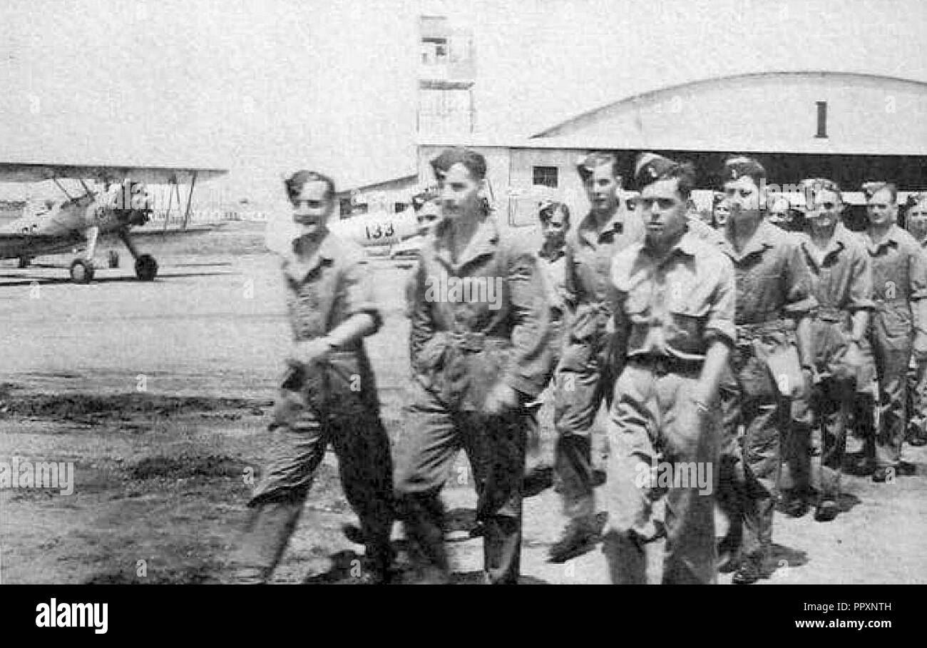 British Flight Training School No 1 - RAF Czdets Marching to PT-17s. Stock Photo