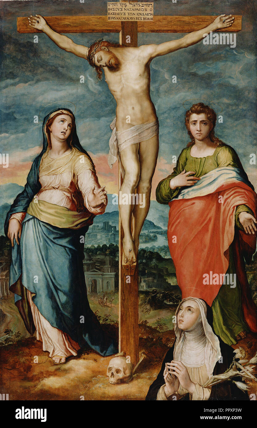 Christ on the Cross with Saints Mary, John the Evangelist and Catherine ...