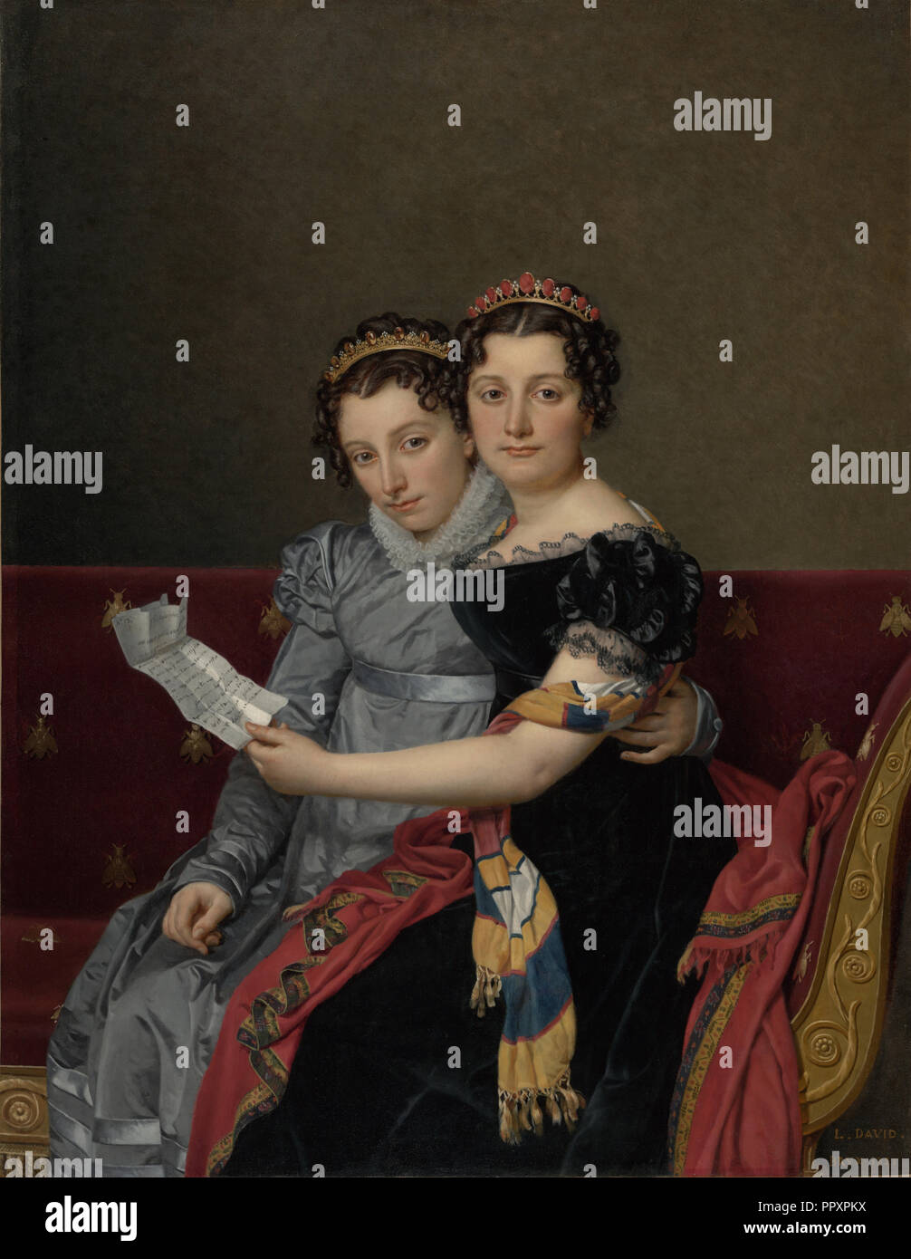 The Sisters Zénaïde and Charlotte Bonaparte; Jacques-Louis David, French, 1748 - 1825, 1821; Oil on canvas; 129.5 × 100.6 cm Stock Photo