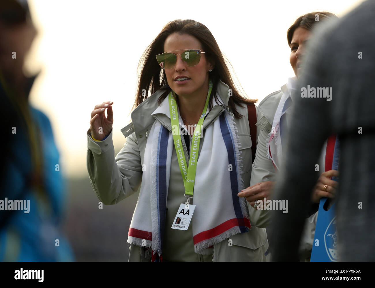 Sergio Garcia's wife Angela on day one of the Ryder Cup at Le Golf National, Saint-Quentin-en-Yvelines, Paris. Stock Photo